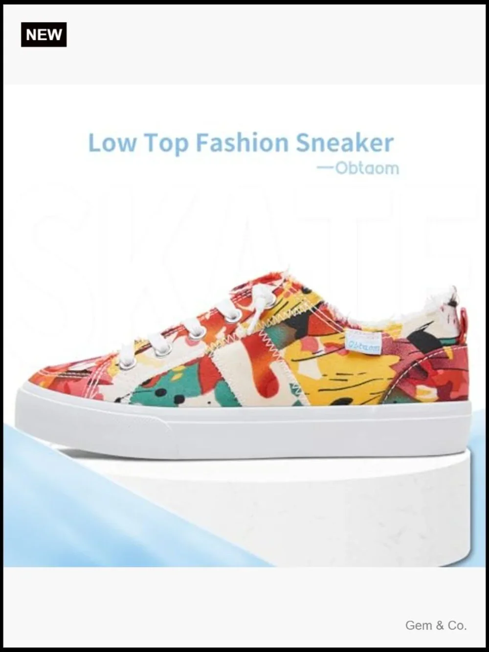 Slip On Sneakers Floral Canvas Shoes Casual Comfortable Fashion Lace Up